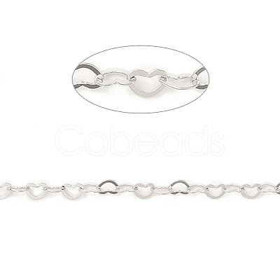 Anti-Tarnish Rhodium Plated 925 Sterling Silver Heart Link Chains STER-NH0001-28B-P-1