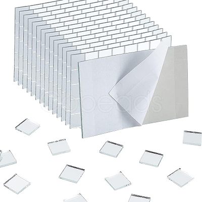 Adhesive Glass Mirror Mosaic Sheets DIY-WH0366-43-1