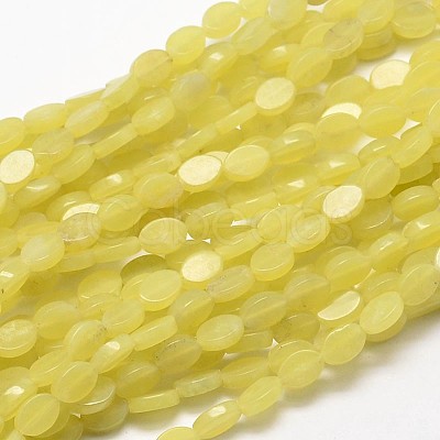 Oval Natural Olive Jade Beads Strands G-P102-01A-1