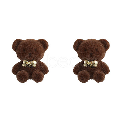 British Style Cartoon Bow Plush Bear Stud Earrings LS-TT1942-1-1