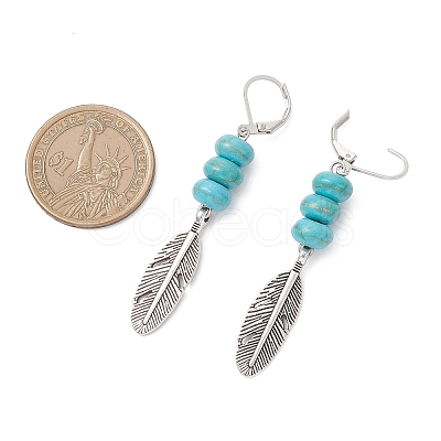 2 Pairs Alloy Feather Hoop Earrings EJEW-JE06713-1