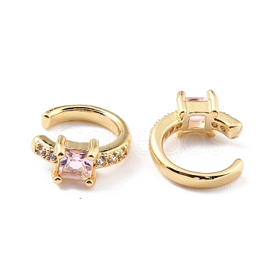 Brass Micro Pave Cubic Zirconia Cuff Earrings EJEW-K086-02G-07-1