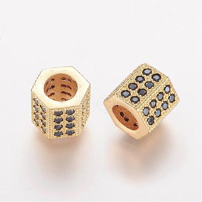 Brass Micro Pave Cubic Zirconia European Beads ZIRC-K063-10G-1