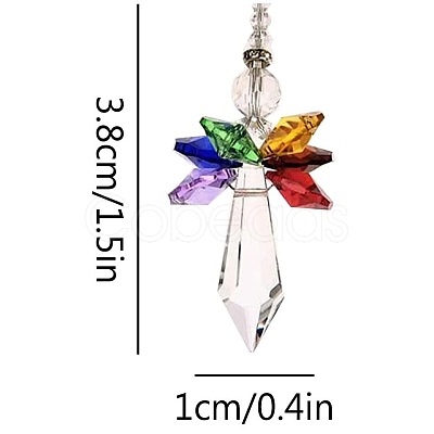 Glass Angel Pendant Decorations HJEW-PW0002-03D-1