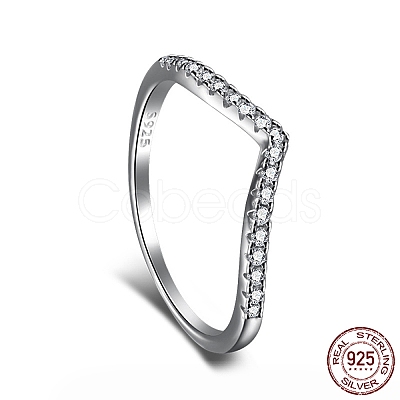 Rhodium Plated 925 Sterling Silver Micro Pave Cubic Zirconia Finger Ring for Women RJEW-F150-15B-01P-1