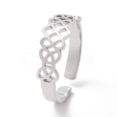 Non-Tarnish 304 Stainless Steel Sailor's Knot Open Cuff Ring RJEW-P037-04P-1