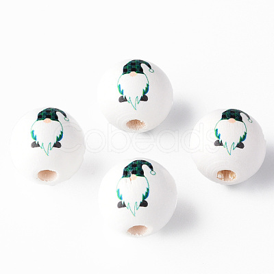 Painted Natural Wood Round Beads WOOD-N006-180A-1