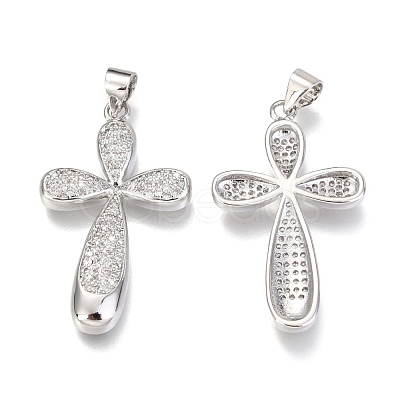Brass Micro Pave Clear Cubic Zirconia Pendants ZIRC-O038-09P-1