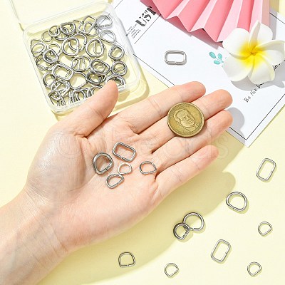 60Pcs 6 Styles 304 Stainless Steel D Rings STAS-CJ0003-36-1