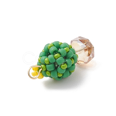 Glass Seed Beaded Cactus Pendants PALLOY-MZ00860-03-1