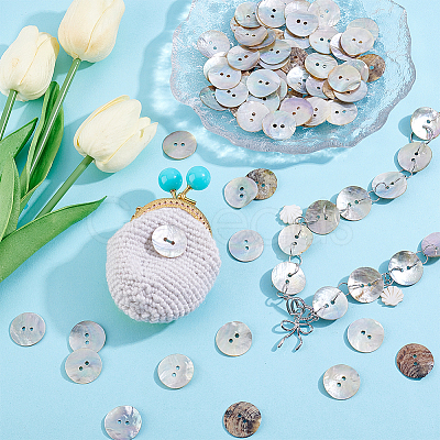 100Pcs Natural Akoya Shell Buttons BUTT-PH0001-41B-1