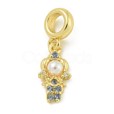 Rack Plating Brass & Cubic Zirconia & ABS Plastic Pearl European Pendants KK-Z067-61B-G-1