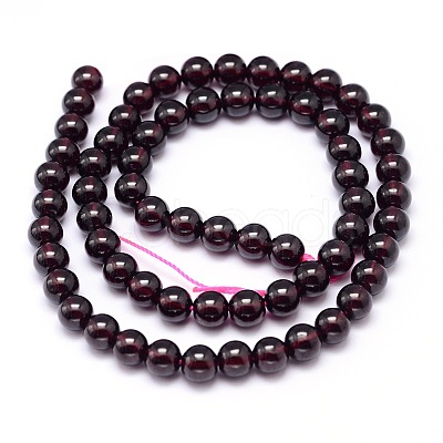 Mozambique Import Natural Grade AA Garnet Round Beads Strands G-E300-AA-6mm-1