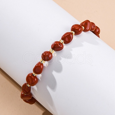 Natural Red Jasper Beaded Bracelets for Women G-P563-07P-10-1