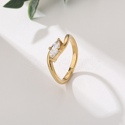 304 Stainless Steel & Cubic Zirconia Finger Rings for Women WG54E70-01-1