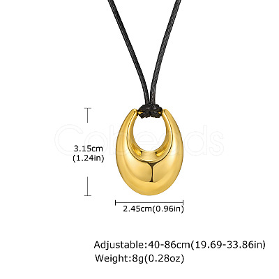 304 Stainless Steel Pendant Adjustable Black Waxed Cord Necklaces for Women WG4D27E-01-1