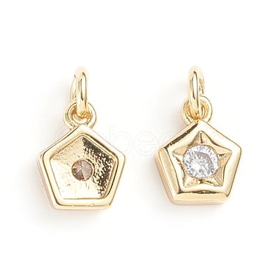 Brass Micro Pave Cubic Zirconia Pendants X-ZIRC-G165-06G-1