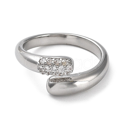 Rack Plating Brass Micro Pave Cubic Zirconia Open Cuff Rings RJEW-Q777-12P-1