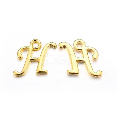 Golden Plated Alloy Letter Pendants X-PALLOY-J718-01G-H-1