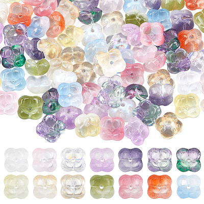 112Pcs 14 Colors Transparent Handmade Lampwork Beads LAMP-SC0001-32-1