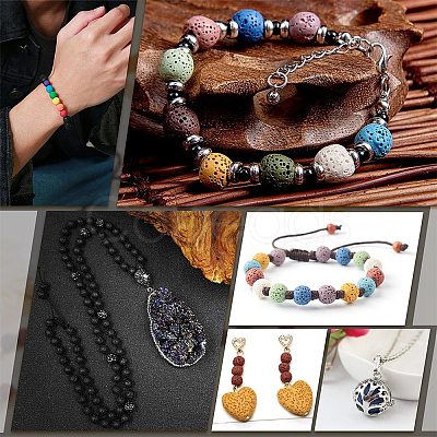 Synthetic Lava Rock Beads Strands X-G-S277-8mm-01-1