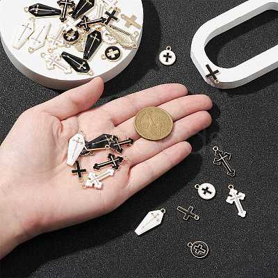 40Pcs 8 Styles Alloy Enamel Pendants ENAM-CJ0005-20-1