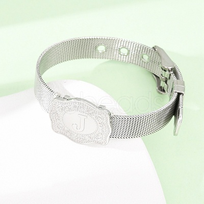 304 Stainless Steel Watch Band Chain Bracelets for Women Men BJEW-P386-09P-J-1