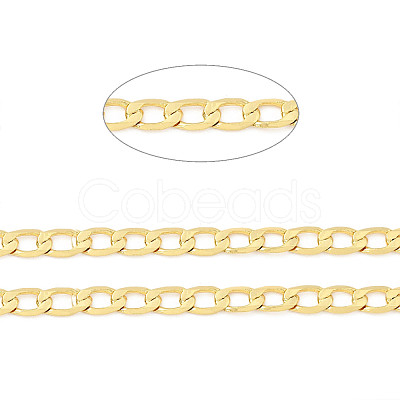 Rack Plating Brass Cuban Link Chains KK-E015-02G-1