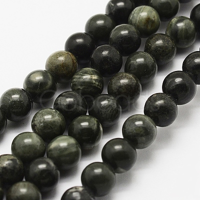 Natural Green Wood Lace Stone Wooden Jasper Beads Strands G-J358-04-8mm-1