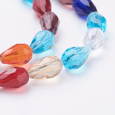 1 Strand Faceted Teardrop Glass Beads Strands X-EGLA-E010-8x12mm-03-1
