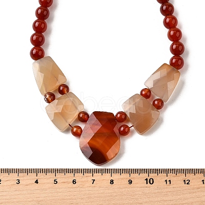 Natural Red Agate Faceted Bib Graduated Beaded Necklaces for Women NJEW-B128-01I-1