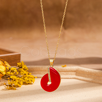 Bohemian Golden Tone Brass Enamel Conch Pendant Necklaces UC9549-1-1