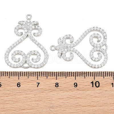 Brass Micro Pave Clear Cubic Zirconia Connector Charms CU-CBA7BFE-03C-P-1