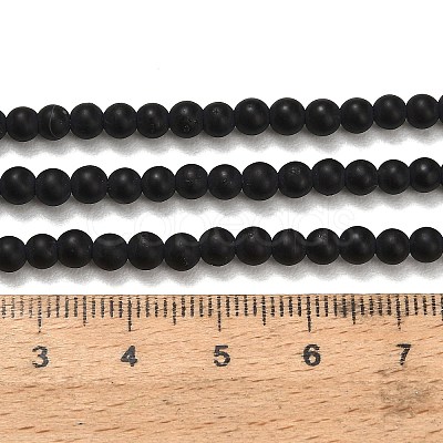 Frosted Natural Black Agate(Dyed & Heated) Beads Strands G-C289-B04-4mm-1