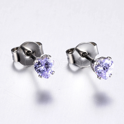 Cubic Zirconia Ear Studs X-EJEW-E098-H-02-1