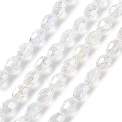 Transparent Electroplate Glass Beads Strands EGLA-A037-T6x8mm-B01-1