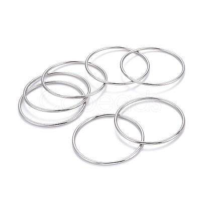 7Pcs 201 Stainless Steel Plain Bangle Sets Hand Polished for Women BJEW-L664-022A-P02-1
