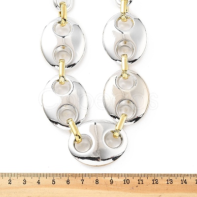 Acrylic Chunky Coffee Bean Link Chain Necklaces NJEW-D313-01A-1