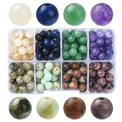 160Pcs 8 Styles Acrylic Beads OACR-YW0001-83-1