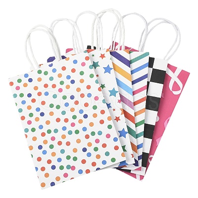 12Pcs 6 Colors Print Paper Packing Tote Bags CARB-FS0001-05-1
