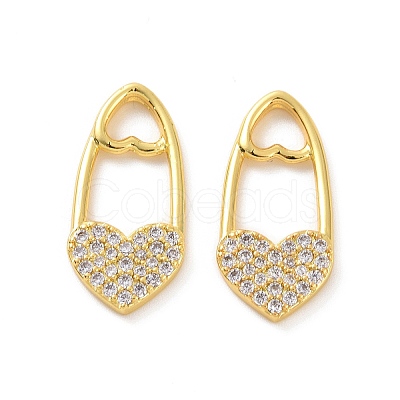 Brass Micro Pave Clear Cubic Zirconia Pendants KK-E068-VF194-1