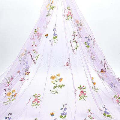2 Yards Polyester Embroidery 3D Flower Mesh Fabrics DIY-WH0622-383D-1