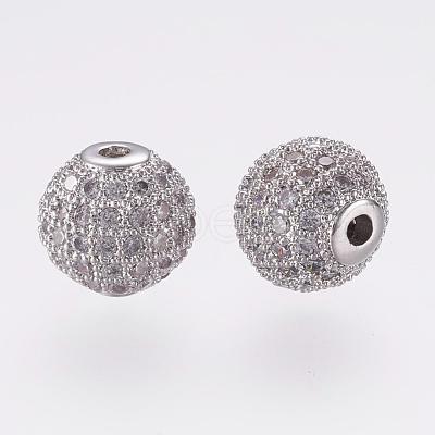 Long-Lasting Plated Brass Micro Pave Cubic Zirconia Beads ZIRC-F060-07P-1