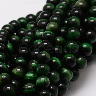 Natural Tiger Eye(Dyed & Heated) Round Beads Strands G-E329-10mm-40A-1