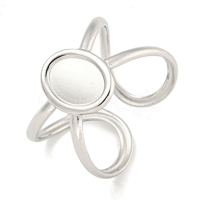 Non-Tarnish 304 Stainless Steel Oval Cuff Ring Components RJEW-A043-07P-1