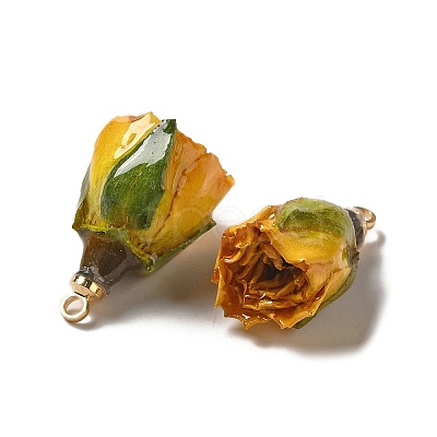 Preserved Rose with Golden Alloy Pendants LS-FIND-M010-01C-1