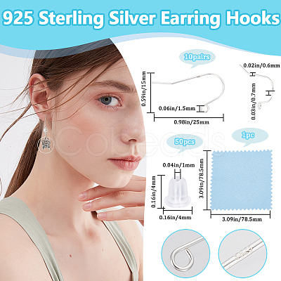 10 Pairs 925 Sterling Silver Earring Hooks STER-BBC0006-80-1