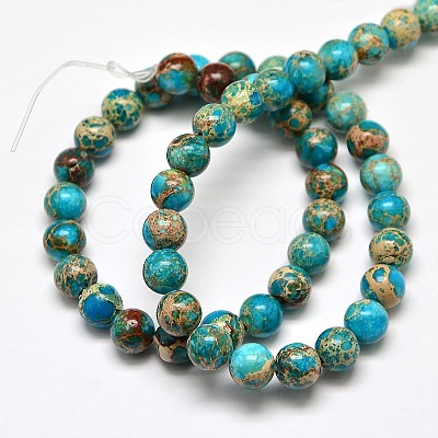 Natural Imperial Jasper Round Bead Strands X-G-I103-6mm-03-1