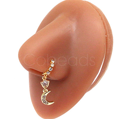 316L Surgical Stainless Steel Cubic Zirconia Dangle Hoop Nose Ring with Charms WG2DADE-38-1
