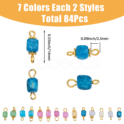 84Pcs 14 Style Dyed & Heated Natural Quartz Connector Charms PALLOY-AB00246-1